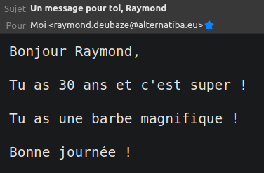 Mail merge : mail envoyé